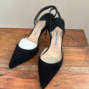 Manolo Blahnik Carolyne Black Suede stilleto shoes - 7.5 or euro 37.5